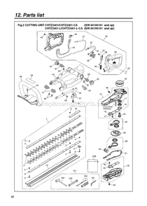 Cutting Equipment Diagram and Parts List for CHTZ2401CA 60100000 AND UP RedMax Hedge Trimmer