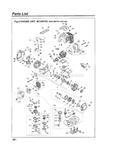 Engine Diagram and Parts List for BC3401DL 200101 AND UP RedMax Edger