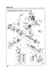 Engine Diagram and Parts List for BC3400DL 980101 - 100100 RedMax Edger