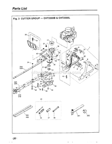 Drive Diagram and Parts List for CHT2300B 660001 - 966858 RedMax Hedge Trimmer