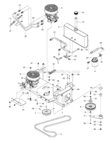Hydraulic Pump - Motor Diagram and Parts List for CZT48X (967671601-00)(2017-09) RedMax Lawn Tractor