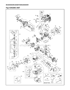 Engine Diagram and Parts List for BCZ3050S 91000101 AND UP RedMax Edger