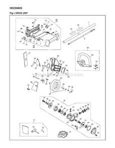 Drive Diagram and Parts List for HEZ3060S (00100101 AND UP)(2012-08) RedMax Edger