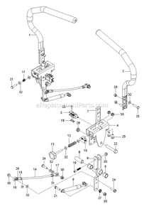 Steering Diagram and Parts List for RZT48X (967671001-00)(2019-02) RedMax Lawn Tractor