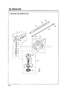 Attachments Diagram and Parts List for EXZ2500S 352001 - 50099999 RedMax Edger