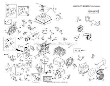 Engine Diagram and Parts List for DST27 (96192010700)(2018-04) RedMax Snow Blower