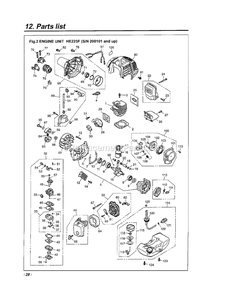 Engine Diagram and Parts List for HE225F 200101 - 50099999 RedMax Edger