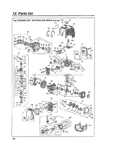 Engine Diagram and Parts List for SRTZ2500 00479 - 300604 RedMax Hedge Trimmer