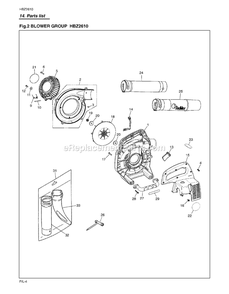 Product Complete Diagram and Parts List for HBZ2610 90100101 AND UP RedMax Leaf Blower / Vacuum