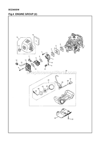 Fuel System Diagram and Parts List for BCZ400SW (966785601)(000001 AND UP) RedMax Brush Cutter