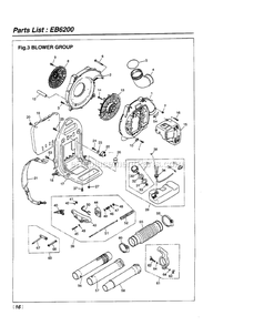 Assembly Diagram and Parts List for EB6200 826551 AND UP RedMax Leaf Blower / Vacuum