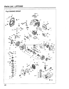 Engine Diagram and Parts List for LRT2300 000001 AND UP RedMax Hedge Trimmer
