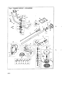 Drive Diagram and Parts List for BC442DWM 502262 - 660000 RedMax Brush Cutter