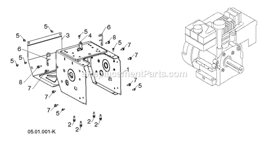 Chassis, Engine And Pulleys 2 Diagram and Parts List for DST24 (96192010601)(2019-04) RedMax Snow Blower