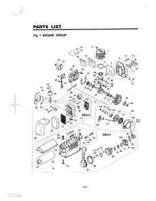 Engine Diagram and Parts List for EB431 639462 AND UP RedMax Leaf Blower / Vacuum