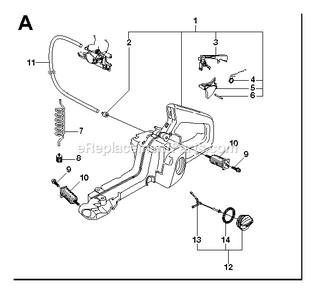 Fuel Tank Diagram and Parts List for G5300 000001 AND UP RedMax Chainsaw