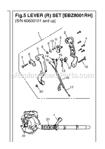 Handle And Controls Diagram and Parts List for EBZ8001RH 60600101 - 61201407 RedMax Leaf Blower / Vacuum