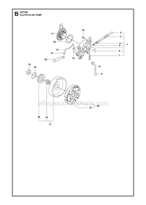 Clutch And Oil Pump Diagram and Parts List for GZ7100  RedMax Chainsaw