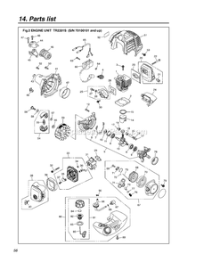 Engine Diagram and Parts List for TR2301S 70100101 AND UP RedMax Edger