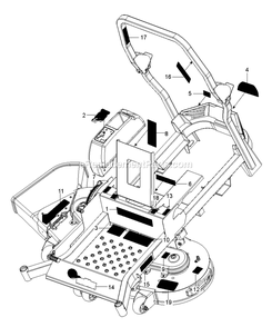 Decals Diagram and Parts List for RZT48X (967671001-00)(2019-02) RedMax Lawn Tractor