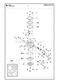 Carburetor Diagram and Parts List for G9000  RedMax Chainsaw