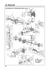 Engine Diagram and Parts List for HEZ2500S 015257 AND UP RedMax Edger