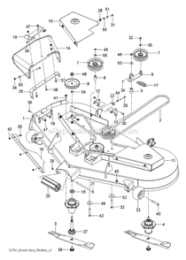Mower Deck / Cutting Deck Diagram and Parts List for CZT61 (967671401-00)(2017-09) RedMax Lawn Tractor