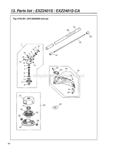Attachments Diagram and Parts List for EXZ2401S 60100000 AND UP RedMax Edger