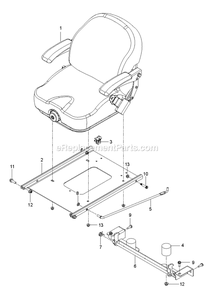 Seat Diagram and Parts List for CZT60L (967943701-00)(2018-09) RedMax Lawn Tractor