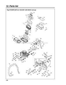 Cylinder Diagram and Parts List for HC510DV 200101 AND UP RedMax Pole Saw