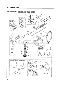 Drive Diagram and Parts List for BCZ2500SU 35208 AND UP RedMax Edger