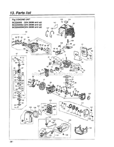 Engine Diagram and Parts List for BCZ2500S 28086 - 35207 RedMax Edger
