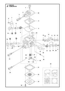 Carburetor Diagram and Parts List for HBZ260R (967089601)(2017-03) RedMax Leaf Blower / Vacuum