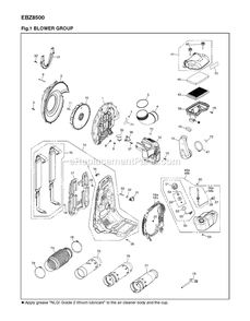 Housing Diagram and Parts List for EBZ8500 (10200101 AND UP)(2012-08) RedMax Leaf Blower / Vacuum