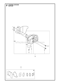 Muffler Diagram and Parts List for CHTZ600R,CHTZ750R  RedMax Hedge Trimmer