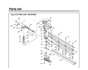 Cutting Arm And Blade Guard Diagram and Parts List for SRTZ2460F 00100101 AND UP RedMax Hedge Trimmer