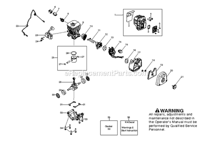 Engine Diagram and Parts List for HB281  RedMax Leaf Blower / Vacuum