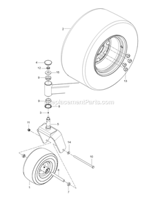 Wheels And Tires Diagram and Parts List for CZT48X (967671601-00)(2017-09) RedMax Lawn Tractor
