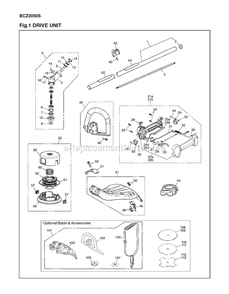 Drive Diagram and Parts List for BCZ3050S (91000101 AND UP)(2012-08) RedMax Edger