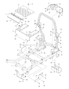 Frame Diagram and Parts List for RZT54X (96767110200)(2019-12) RedMax Lawn Tractor