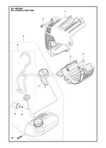 Covers And Fuel Tank Diagram and Parts List for HBZ260R (967089601)(2017-03) RedMax Leaf Blower / Vacuum