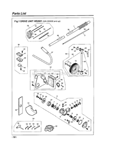 Drive Diagram and Parts List for HE2601 900101 AND UP RedMax Edger