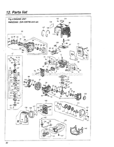 Engine Diagram and Parts List for RMNBZ2500 09766 AND UP RedMax Leaf Blower / Vacuum