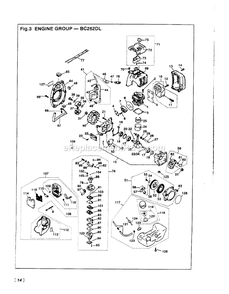 Engine Diagram and Parts List for BC262DL 000001 AND UP RedMax Edger