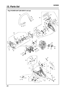 Engine 2 Diagram and Parts List for GZ4000 300101 - 720400 RedMax Chainsaw