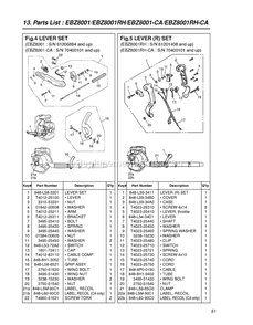 Handle And Controls Diagram and Parts List for EBZ8001CA 70400101 - 81000000 RedMax Leaf Blower / Vacuum