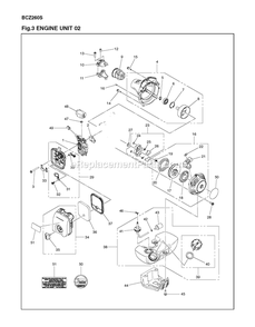 Engine 2 Diagram and Parts List for BCZ260S (967194301)(2018-02) RedMax Edger