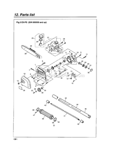 Gear Case Diagram and Parts List for EXZ2500SPS 352001 - 5009999 RedMax Pole Saw