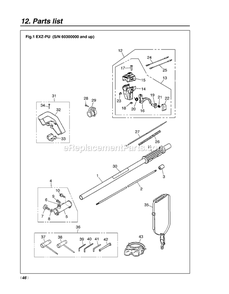 Shaft Diagram and Parts List for EXZ2401S-PU 60100000 AND UP RedMax Edger