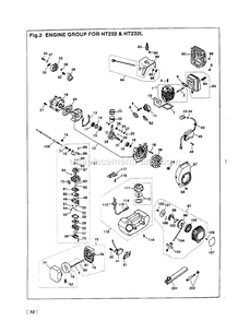 Engine Diagram and Parts List for HT232L 000001 AND UP RedMax Hedge Trimmer
